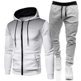 Tracksuit Men Sets Hoodies Pants Suit Fleece Zipper Casual Sports Fitness Running Pullover Sweatshirt Trousers Male Sportswear 213513693