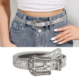 Belts Relief Pattern Buckle Belt For Adult Full Sequins Jeans Cowboy Cowgirl