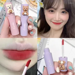 LIGIS GLISS Cute Bear Cover Lipgloss Velvet Matte Lipstick Blush Waterproof Długie, nietknięte makijaż Makeup Mud