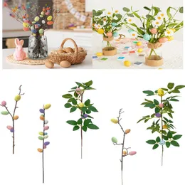 Decorative Flowers 2/3Pcs Easter Egg Twigs DIY Foam Eggs Fake Plants Room Table Decorations 2023 Home Party Supplies