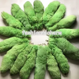 Partihandel 50st/lots- 40 cm/16 "Real Fox Fur Tail Nyckelring färgad från Natural Blue Fox Tail Keyring Cosplay Toy Bag hänge