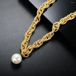 ペンダントネックレスZmfashion Hip Pearl Twist Rope Chains Necklace for women menパンクステンレススチールチョーカーセータージュエリーギフト