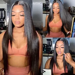 Layered Cut Straight Lace Front Wigs Side Part Brazilian Layered Human Hair Wigs for Women PrePlucked Glueless 180% Density Hair