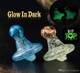 Glow In Dark Universal Solid Colored glass UFO Carb Cap Cute Dome for glass bongs waterpipes dab oil rigs 4MM Quartz banger Nail9948890