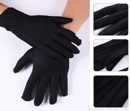 Men Spandex Thin Black White Parade Gloves Formal Tuxedo Costume Honor Guard Mittens For Coin Jewelry Silver Inspection A20 21 Bow9348605