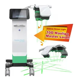 أحدث آلة إزالة الدهون الصمام الثنائي الخضراء 10D مع آلة تخسيس للعلاج بالليزر منخفض المستوى للنحت في الجسم بطول موجة 635nm و 532nm