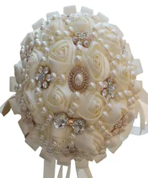 Silk Rose Bridal Wedding Bouquet Pearls Crystals Beaded Luxury Wedding Party Flowers Bouquets levererar hela 6233095