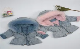15Y Baby Mädchen Denim Plus Samt Verdicken Jacke für Kinder Kleidung Winter 2020 Neue Kinder Jungen Große Pelz Kragen outwear Mantel222N9588754