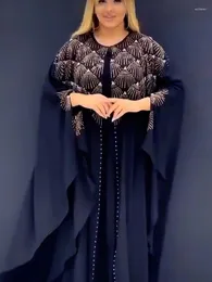 Etnik Giyim İki Parçalı Kadınlar İçin Afrika Elbiseleri 2023 Geleneksel Nijerya Şifon Elmas Kaftan Elbise Abaya Musulman Robe Femme