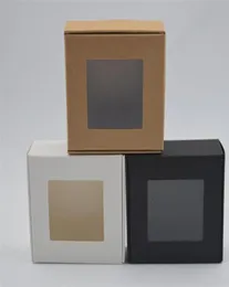 Gift Wrap 10pcs 3 Sizes Natural Kraft Boxsquare Black Paper Packing Boxwhite Small Soap Box With Clear Pvc Window9484641