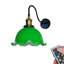 Wall Lamps NuNu 1Pcs Battery Run Lamp 100 Lumens Dimmable LED Remote Control Vintage Retro Design Green Glass Metal Light Fixture