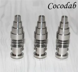 Universal 6 In 1 Titanium nails 10 14 18mm Female And Male Domeless Nail Carb Cap Quartz Banger nails For GlassSilicone Pipe1271222