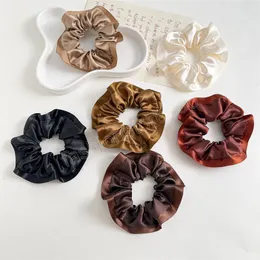 French Design Hair Ties Fungus Edged Bubble Satin Silk Scrunchies Women Solid Color Elastic Hair Bands Rope Hair Accessories