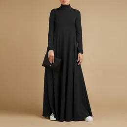 Ubrania etniczne muzułmańskie sukienki Abayas dla kobiet vintage solidne maxi sukienka damska golf sundress swobodne długie rękaw MAXI Vestidos S-5xl 230529