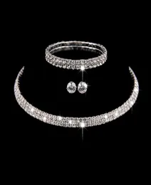 Luxury Threepiece sets Bridal Jewelry Choker Necklace Earrings Bracelet Wedding Jewelry Accessories Fashion Style engagement Part1192298