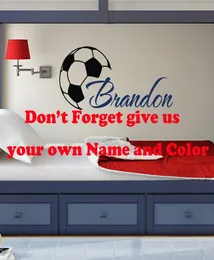 Custome Boys Name Wall Decals With Soccer Art Wall Stickers Personalized Home Kids Room Decor Vinyl Wallpaper DIY Poster W372270Y8757769