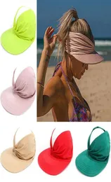 Summer Hat Women039s Sun Visor Antiultraviolet Elastic Hollow Top Adjustable Oversized Brim Sunhat Sport Caps Wide Hats6941057
