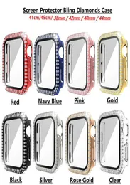 Diamond Screen Protector watch Case for Apple iWatch 45mm 44mm 42mm 41mm 40mm 38mm Bling Crystal Full Cover Protective Cases PC Bu5763059
