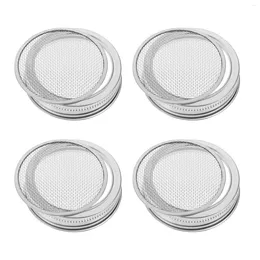 Set di stoviglie 4 pezzi Mason Jar Sprout Coperchi Germogliamento Kit schermo in acciaio inossidabile Coperchio diviso Vasetti a bocca larga