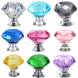 Diamond Crystal Glass Door Knobs Drawer Cabinet Furniture Handle Knob Screw Furniture Accessories#784