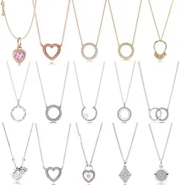 100 925 Sterling Silver Pendants Necklace For Women Heart Valentine Day HeartShaped Necklaces Fashion Luxury Jewelry Gift7572963