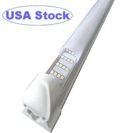 LED Tubes 4 ROW FROSTER Milky Cover 4 8ft Cooler Door T8 Integrated Double Sides Lights 72W 144W 85-265V for Workbench Garage Barn Stock in US Crestech888