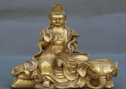 Old China Tibet Buddhism Temple Copper Bronze Statue Samantabhadra Kwanyin3714282