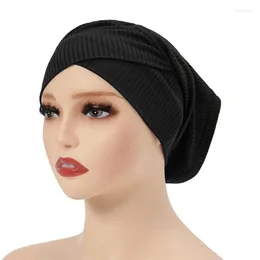 Scarves Women Cotton Elastic Headscarf Stretch Headband Long Tail Head Wrap Bonnet Hat Muslim Headcover Ladies Hair Accessories