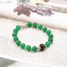 Charm Armband Stretch Armband Bangle Natural Stone Fashion Women smycken Green Malaysia Crystal Bead Strand Wrap Gift 7.5 "B308