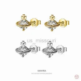 Stud Kamira 925 Sterling Silver Classic Cross Lüks Gezegen Zirkon Küçük Saplama Küpe Kadın Moda Benzersiz Tasarım Düğün Takı J230529