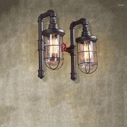Lampa ścienna antyczna rura żelaza loft przemysłowy imitacja rdza eksplozja eksplozja szklana kawiarnia Restauracja Bra Light