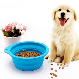 New product Silicone Folding Bowl Round 600ML Food grade pet Bowl Dog Bowl Portable cat bowl pet food set