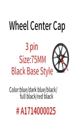 100pcs 75mm 3pin grano auto copricerchi coprimozzo centrale nuovi cerchi neri tappo di copertura adesivo A1714000025 accessori auto1061107