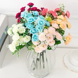 Dekorative Blumen 5 Gabeln 15 Kopf Simulation Koreanische Rose Für Weihnachten Home Hochzeit Jahr Dekoration Künstliche Bouquet