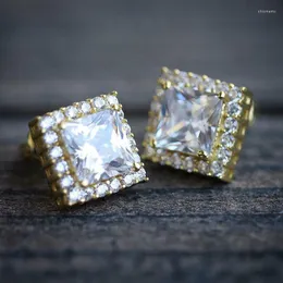 Pendientes de tuerca CAOSHI, accesorios de corte princesa CZ de lujo a la moda para mujer, regalo femenino elegante y generoso, joyería exquisita