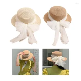 ワイドブリム帽子女性女性肌に優しい帽子夏の太陽キャップシーサイドアウトドアスポーツストローボウノット装飾卸売