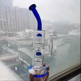 Double Blue Matrix Perc Glass Water Bong Smoke Pipe Narghilè Heady Dab Rigs Oil Bong Water Pipes