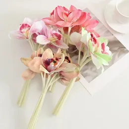 Kwiaty dekoracyjne 28 cm Symulacja Załóż pakiet WHELAN 3D Six-Head Feel Phalaenopsis Wedding Outdoor Pography Road House Party Home Decor