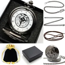 Pocket Watches Classic Animate Fullmetal Alchemist Cartoon Antique Watch Gift Set med halsbandskedja män kvinnor relogio de bolso