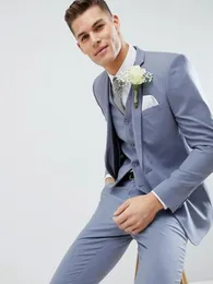 Three Pieces Mens Suits Slim Fit Cheap Groomsmen Wedding Tuxedos For Men Blazers Notched Lapel Prom Suit JacketPantsVe9706869