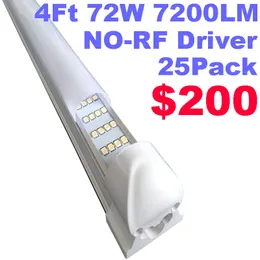 4ft Shop Light Energy Saving T8 مصباح أنبوب LED متكامل 110 فولت 220 فولت 7200LM لمصابيح 72W غلاف حليبي LED