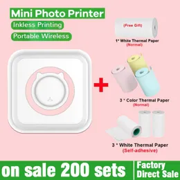 Printers Pocket Thermal Printer Portable Mini printer Wirelessly Connect 200dpi Photo Label Memo List Printing Wireless Printer Clearly