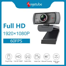 Webcams Angetube MF920HPRO 1080P HD USB Webcam 60fps 120 ° geniş açı Akış için mikrofon ile Mac PC