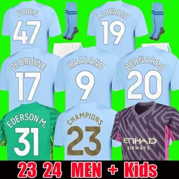 VERSÃO DO JOGADOR DE FANSO HAALAND JERSEYS 22 23 24 Especial de Bruyne Phillips Mans Cidades Grealish Mahrez Foden Ferran 2023 2024 Football