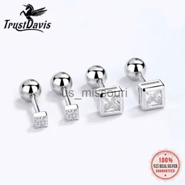 Stud TrustDavis Real 925 Sterling Silver Fashion Square Cz Beads Screating for Women Wedding Party Gine Minimalist Jewelist DB1423 J230529 J230529