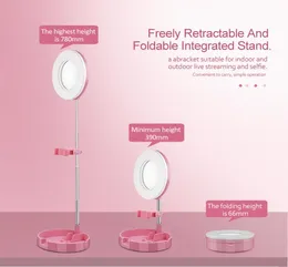 Portable Led Selfie Ring Light With Foldable Tripod Stand Smart Phone Holder MakeUp Light for YouTube Vedio6110232
