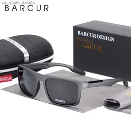 Солнцезащитные очки Barcur Brand Солнцезащитные очки мужчины TR90 рама сверхлегка поляризованные винтажные солнцезащитные очки для женщин квадратные очки UV400 защита L230523