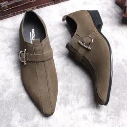 Daim hommes décontracté affaires chaussures en cuir hommes boucle bout pointu robe bureau appartements hommes mode fête de mariage hommes Oxford chaussures