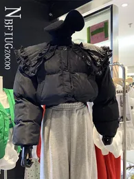 Парки, новинка 2022 года, корейский стиль, пальто с кукольным воротником, женское зимнее короткое пальто, женское свободное пальто с толстой хлопковой подкладкой