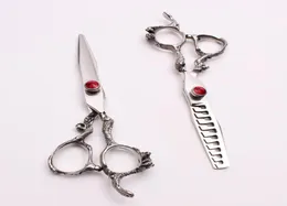 6quot JP 440C Customized Logo Red Gem Professional Human Hair Scissors Cutting or Thinning Shears Barberquots Hairdressing She48087498099